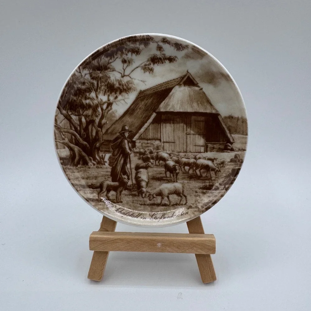 Vintage Kaiser W Germany Mini Plates Set Ammerlander Schafstall Sepia 4 Inch